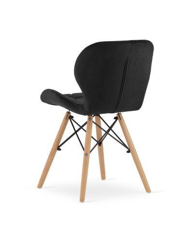 Scaun stil scandinav, Artool, Lago, catifea, lemn, negru, 48x43x74 cm
