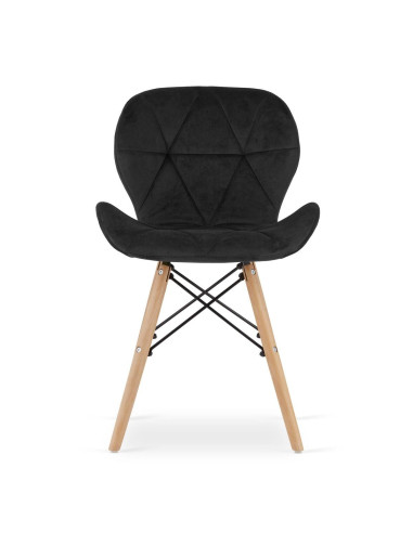 Scaun stil scandinav, Artool, Lago, catifea, lemn, negru, 48x43x74 cm