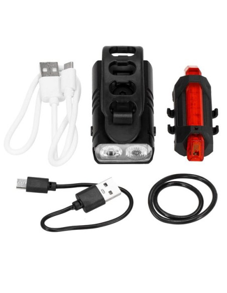 Set stop si far pentru bicicleta, Springos, LED, 6/4 moduri iluminare, aluminiu si plastic, incarcare USB, 6.5x3.5x2.5 cm