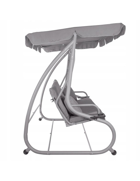 Balansoar gradina, Springos, Venezia, 3 locuri, gri, 190x125x163 cm, functie pat, max 280 kg
