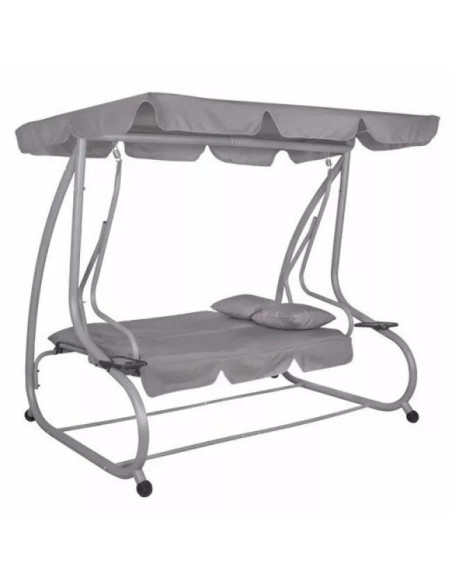 Balansoar gradina, Springos, Venezia, 3 locuri, gri, 190x125x163 cm, functie pat, max 280 kg