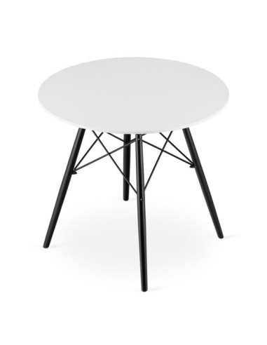 Masa stil scandinav, Artool, Todi, rotund, MDF si lemn, alb si negru, 80x72 cm