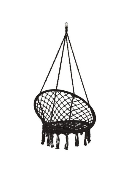 Hamac brazilian, tip scaun, Springos, negru, max 150kg, 79x80x120 cm