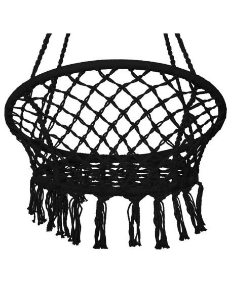 Hamac brazilian, tip scaun, Springos, negru, max 150kg, 79x80x120 cm