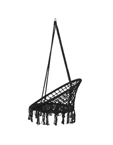 Hamac brazilian, tip scaun, Springos, negru, max 150kg, 79x80x120 cm