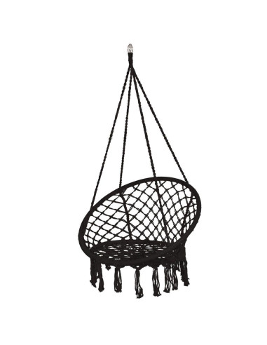 Hamac brazilian, tip scaun, Springos, negru, max 150kg, 79x80x120 cm