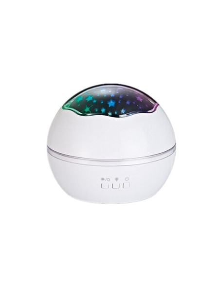 Lampa de noptiera cu proiector, Verk Group, pentru copii, cupola rotativa, 2 moduri, diferite culori, 4xAAA, incarcare USB, 12x1