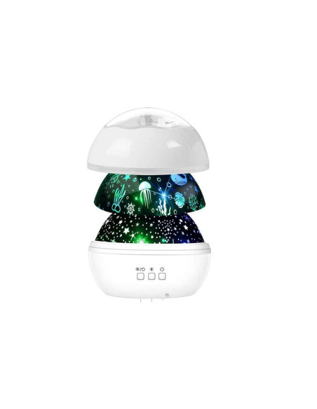 Lampa de noptiera cu proiector, Verk Group, pentru copii, cupola rotativa, 2 moduri, diferite culori, 4xAAA, incarcare USB, 12x1