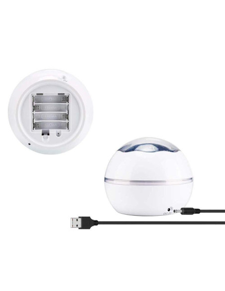 Lampa de noptiera cu proiector, Verk Group, pentru copii, cupola rotativa, 2 moduri, diferite culori, 4xAAA, incarcare USB, 12x1