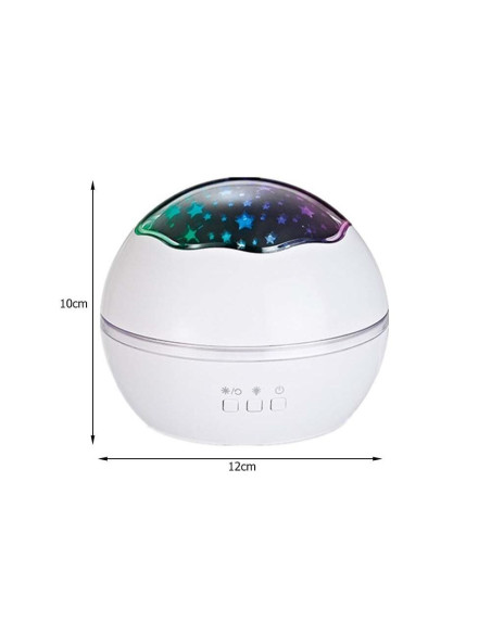 Lampa de noptiera cu proiector, Verk Group, pentru copii, cupola rotativa, 2 moduri, diferite culori, 4xAAA, incarcare USB, 12x1