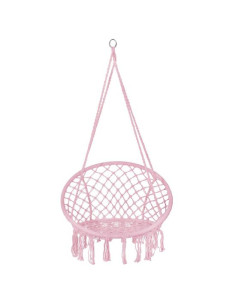 Hamac brazilian, tip scaun, Springos, roz, max 150kg, 79x80x120 cm