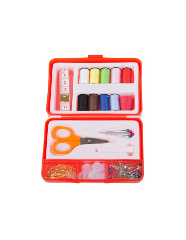 Trusa de croitorie, Verk Group, ace cusut, papiote diverse culori, foarfeca si accesorii, 91 piese