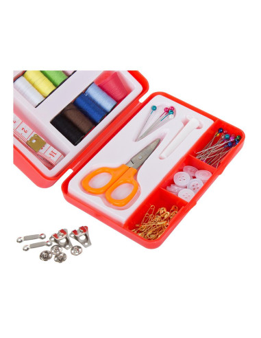 Trusa de croitorie, Verk Group, ace cusut, papiote diverse culori, foarfeca si accesorii, 91 piese