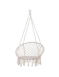 Hamac brazilian, tip scaun, Springos, crem, max 150kg, 79x80x120 cm