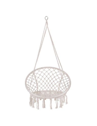 Hamac brazilian, tip scaun, Springos, crem, max 150kg, 79x80x120 cm
