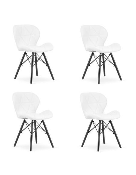 Set 4 scaune stil scandinav, Artool, Lago, piele ecologica, lemn, alb si negru, 47.5x52x74 cm