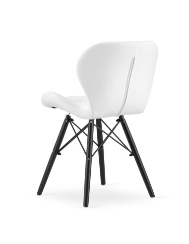Set 4 scaune stil scandinav, Artool, Lago, piele ecologica, lemn, alb si negru, 47.5x52x74 cm