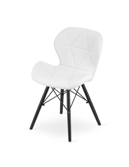 Set 4 scaune stil scandinav, Artool, Lago, piele ecologica, lemn, alb si negru, 47.5x52x74 cm
