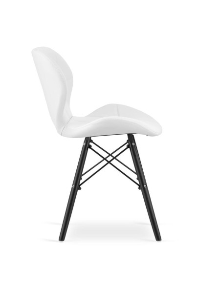 Set 4 scaune stil scandinav, Artool, Lago, piele ecologica, lemn, alb si negru, 47.5x52x74 cm