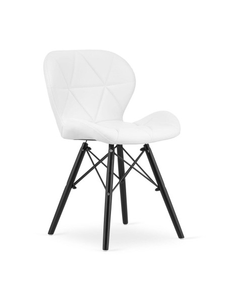 Set 4 scaune stil scandinav, Artool, Lago, piele ecologica, lemn, alb si negru, 47.5x52x74 cm