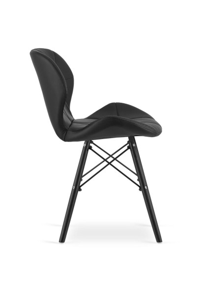 Set 4 scaune stil scandinav, Artool, Lago, piele ecologica, lemn, negru, 47.5x52x74 cm
