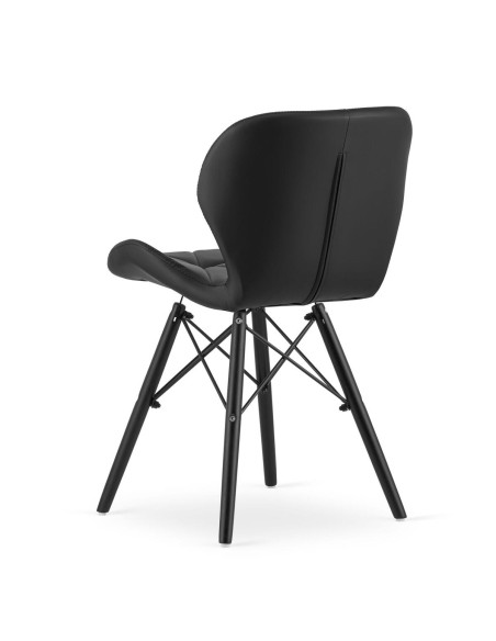 Set 4 scaune stil scandinav, Artool, Lago, piele ecologica, lemn, negru, 47.5x52x74 cm