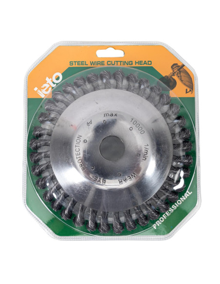 Perie sarma, tip cupa, cu toroane, pentru motocoasa/trimmer, Micul Fermier, 200 mm