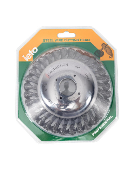 Perie sarma, tip cupa, cu toroane, pentru motocoasa/trimmer, Micul Fermier, 150 mm