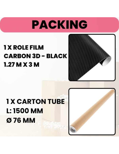Folie Colantare pentru Auto sau Moto, Model Fibra Cardon 3D, Impermeabila, Rezistenta UV, Latime 1.27 m, Lungime 3 m, Negru