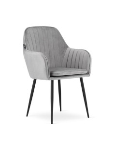 Scaun stil fotoliu bucatarie/living, Artool, Lugo, catifea, metal, argintiu si negru, 57.5x56.5x86.5 cm