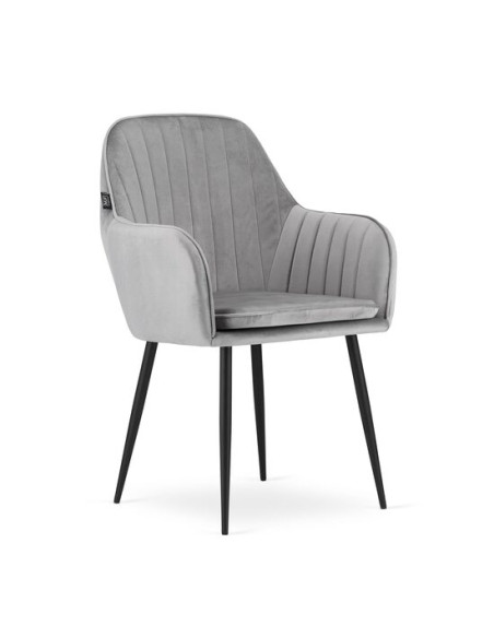 Scaun stil fotoliu bucatarie/living, Artool, Lugo, catifea, metal, argintiu si negru, 57.5x56.5x86.5 cm