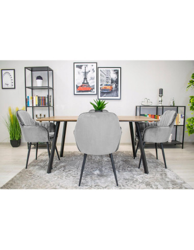 Scaun stil fotoliu bucatarie/living, Artool, Lugo, catifea, metal, argintiu si negru, 57.5x56.5x86.5 cm