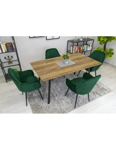 Scaun stil fotoliu bucatarie/living, Artool, Lugo, catifea, metal, verde si negru, 57.5x56.5x86.5 cm