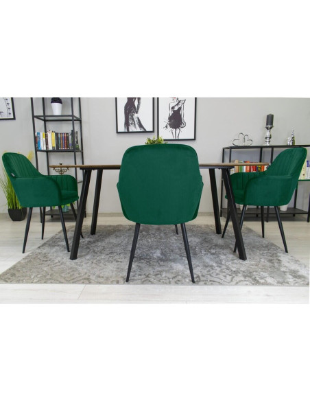 Scaun stil fotoliu bucatarie/living, Artool, Lugo, catifea, metal, verde si negru, 57.5x56.5x86.5 cm