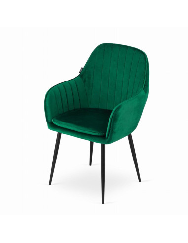 Scaun stil fotoliu bucatarie/living, Artool, Lugo, catifea, metal, verde si negru, 57.5x56.5x86.5 cm