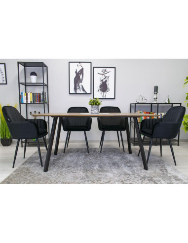Scaun stil fotoliu bucatarie/living, Artool, Lugo, catifea, metal, negru, 57.5x56.5x86.5 cm