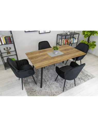 Scaun stil fotoliu bucatarie/living, Artool, Lugo, catifea, metal, negru, 57.5x56.5x86.5 cm