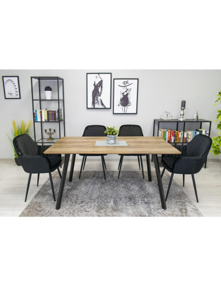 Scaun stil fotoliu bucatarie/living, Artool, Lugo, catifea, metal, negru, 57.5x56.5x86.5 cm