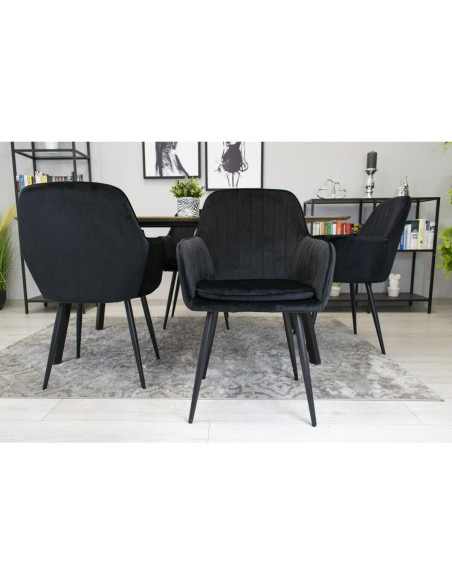 Scaun stil fotoliu bucatarie/living, Artool, Lugo, catifea, metal, negru, 57.5x56.5x86.5 cm