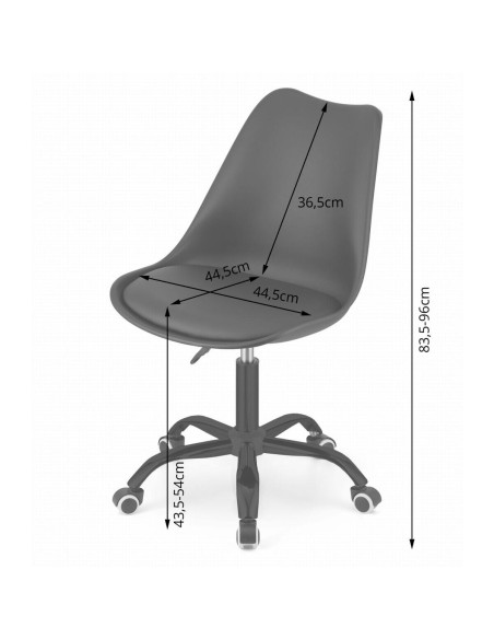 Scaun de birou, Artool, Andria, rotativ, PP, negru, 56.5x56.5x83.5-96 cm