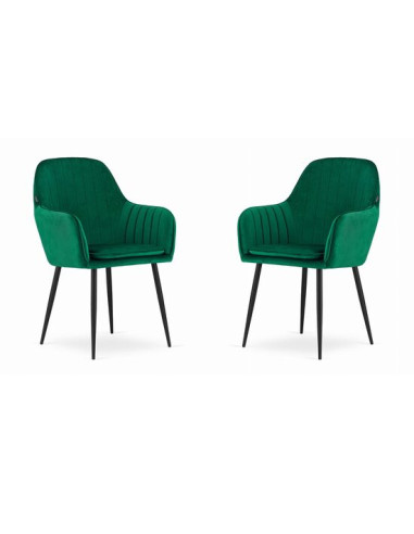 Set 2 scaune bucatarie/living, Artool, Lugo, catifea, metal, verde si negru, 57.5x56.5x86.5 cm
