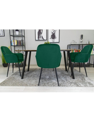 Set 2 scaune bucatarie/living, Artool, Lugo, catifea, metal, verde si negru, 57.5x56.5x86.5 cm