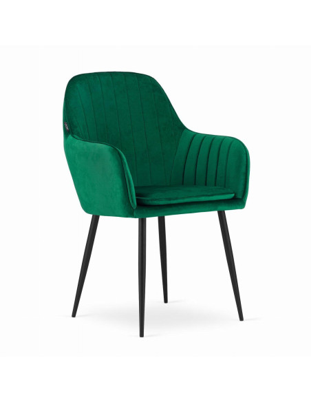 Set 2 scaune bucatarie/living, Artool, Lugo, catifea, metal, verde si negru, 57.5x56.5x86.5 cm