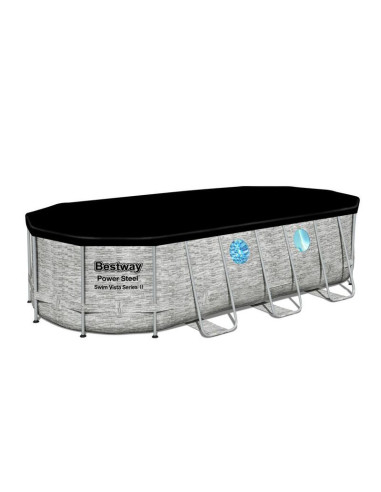 Piscina structura metalica, ovala, cu filtru, pompa, scara, dozator, gri, 549x274x122 cm, Bestway Power Steel