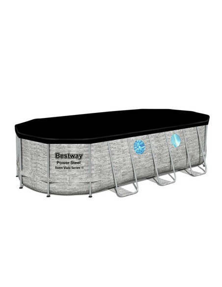 Piscina structura metalica, ovala, cu filtru, pompa, scara, dozator, gri, 549x274x122 cm, Bestway Power Steel