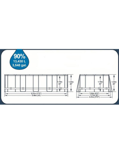 Piscina structura metalica, ovala, cu filtru, pompa, scara, dozator, gri, 549x274x122 cm, Bestway Power Steel
