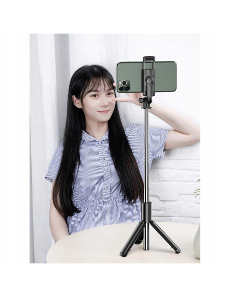 Selfie stick, trepied, Izoxis, telescopic, cu telecomanda, bluetooth, 60 cm
