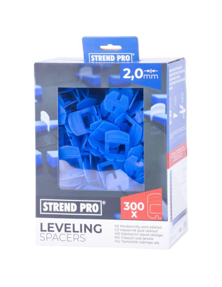Distantiere pentru nivelare si aliniere a placilor ceramice, 300 buc, 2 mm, cutie carton, Strend Pro