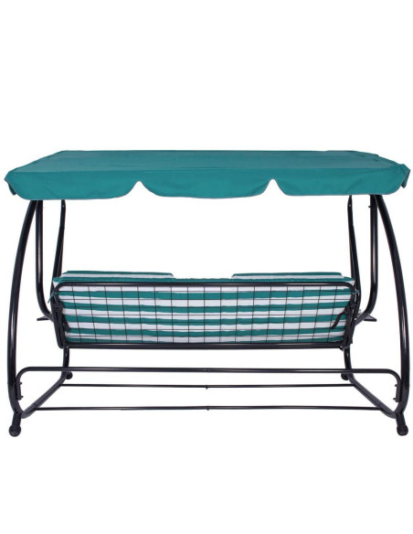 Balansoar gradina, Springos, 4 locuri, turcoaz, alb, 230x130x162 cm, functie pat, max 300 kg