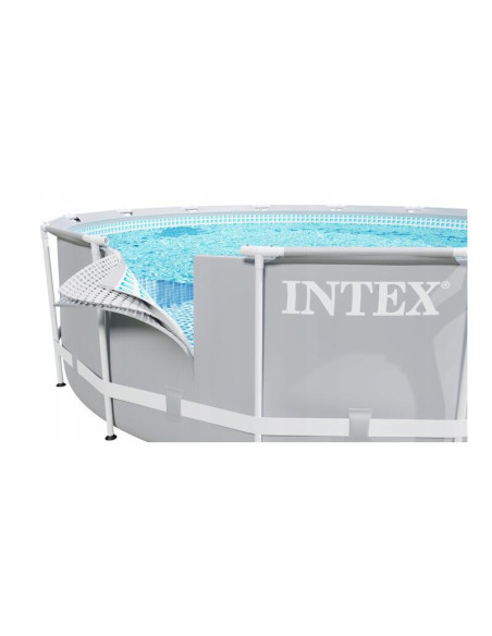 Piscina structura metalica, rotunda, cu filtru, pompa, scara, prelata acoperire, gri, 457x107 cm, Intex Prism Frame